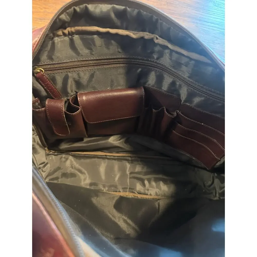 Vintage Bugatti Mahogany Leather Soft Briefcase Crossbody Bag (DL1)